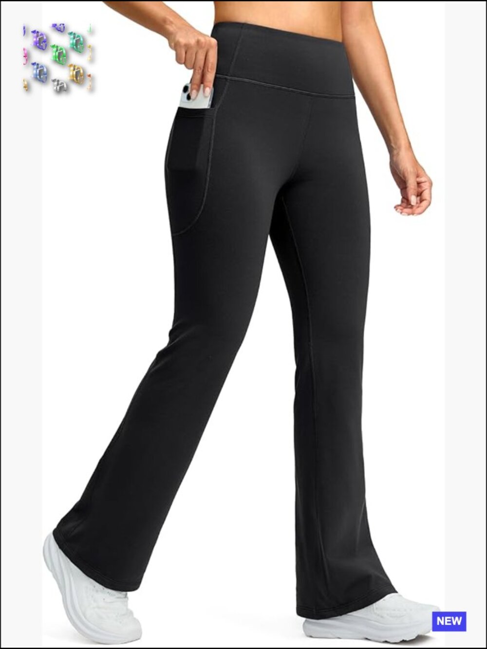 High Waist Fleece Lined Flare Leggings Thermal Winter Yoga Pants with Pockets